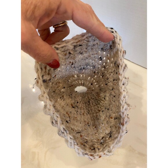 Hand Knitted Cozy Small Beanie Boho Hat Tan Variegated Yarn Thick & Warm - Picture 4 of 8